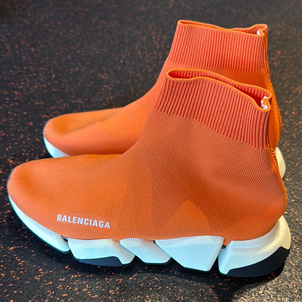 Balenciaga Vibrant Orange Knit Sneakers